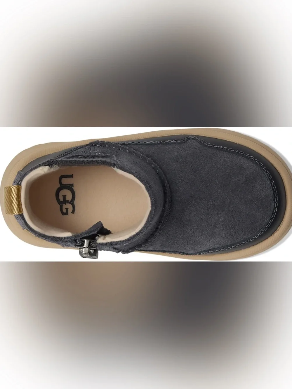 UGG Kids Charcoal Gray and Tan Ankle Booties